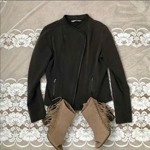 Moto Streetwear Side Zip Gray Jacket Blazer Medium